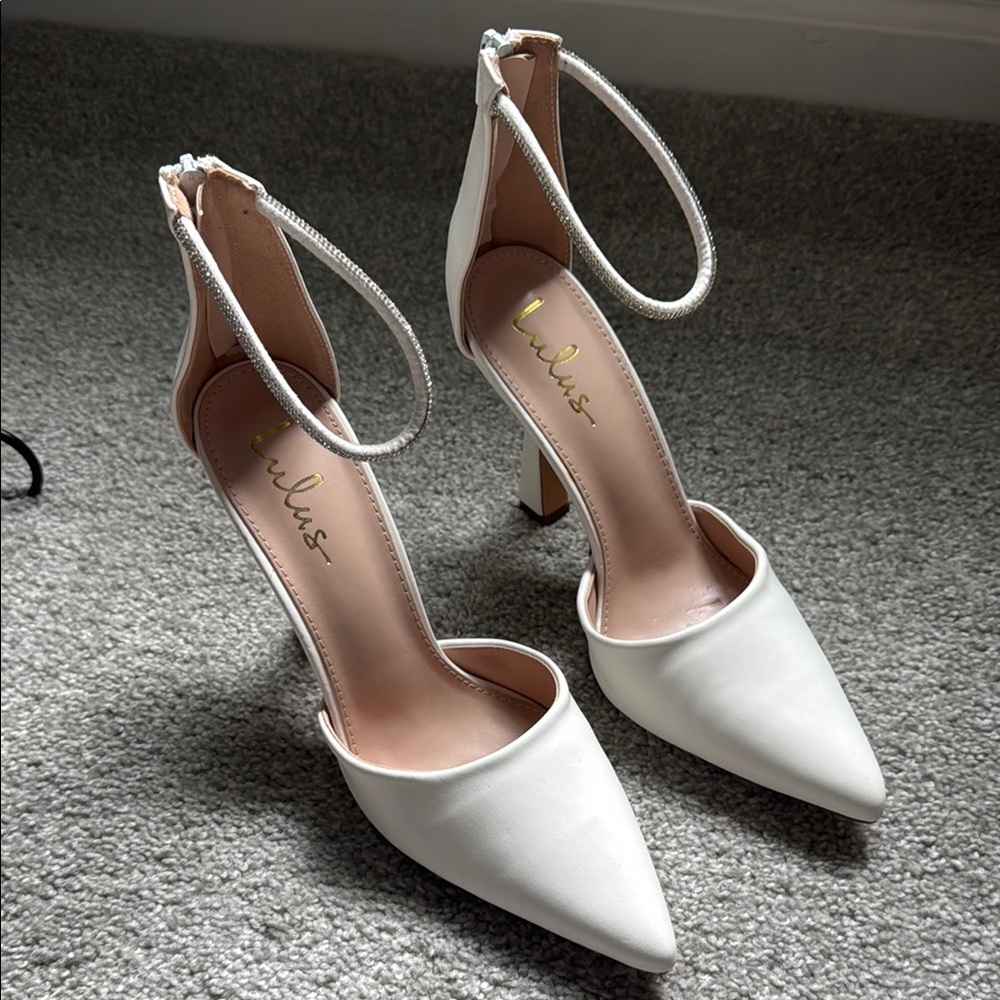 Lulu's White Pointed-Toe Stiletto Heels
